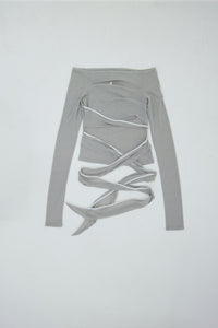 TWIST OFF-SHOULDER TOP LIGHT GREY-Lalameemee-APOC STORE