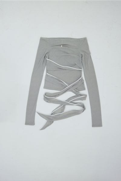 TWIST OFF-SHOULDER TOP LIGHT GREY-Lalameemee-APOC STORE