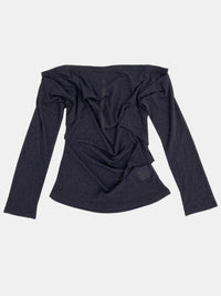 draping off-shoulder top dark grey-Lalameemee-APOC STORE