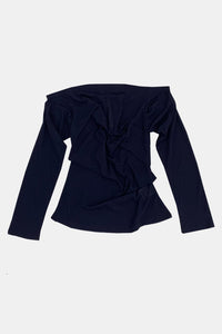 draping off-shoulder top navy-Lalameemee-APOC STORE