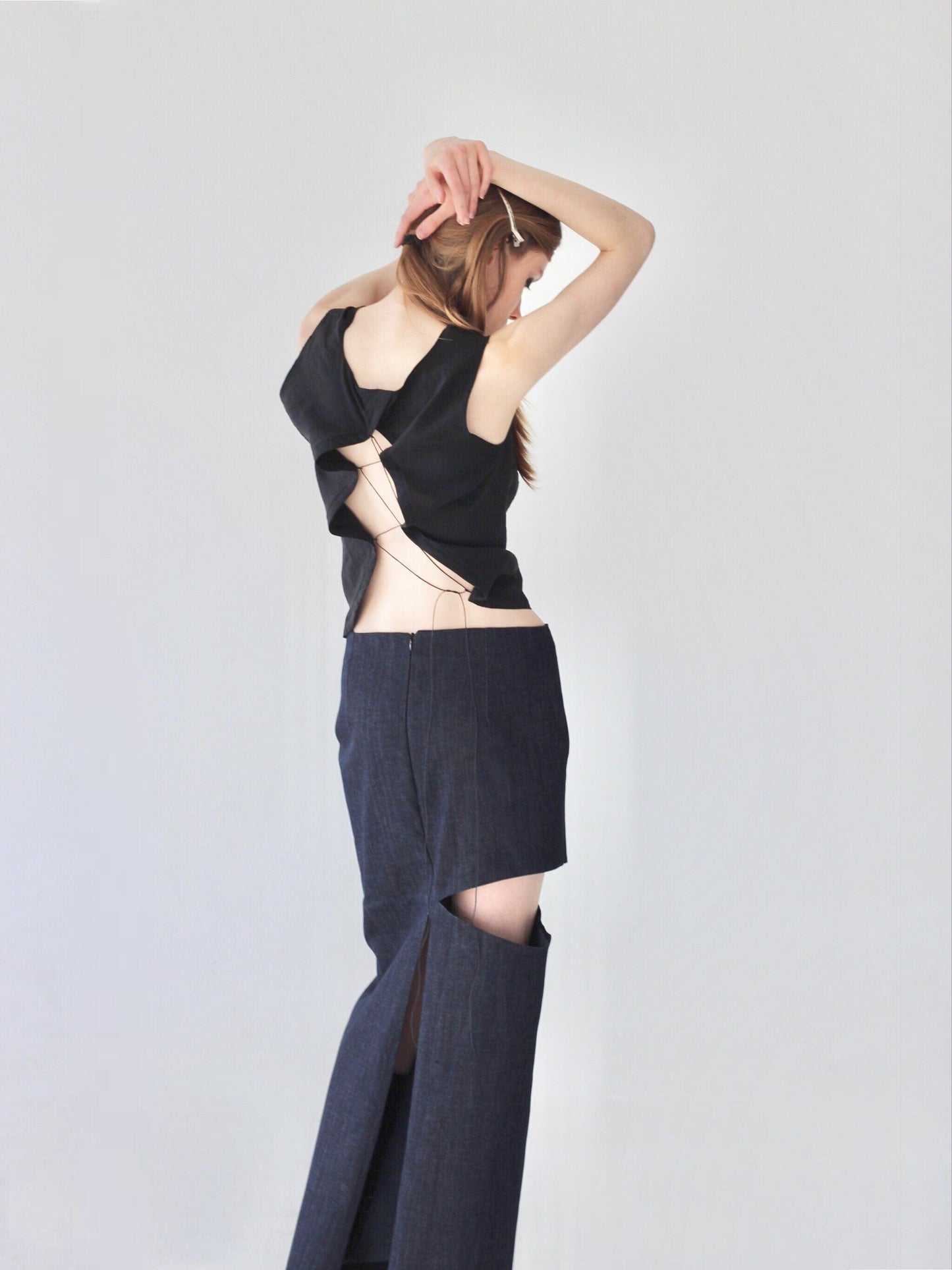 long denim skirt Temptation-V4K-APOC STORE