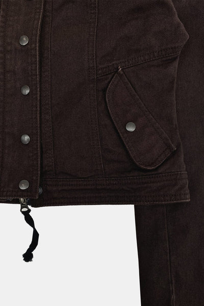 WASHED BIKER JACKET BROWN-Lalameemee-APOC STORE