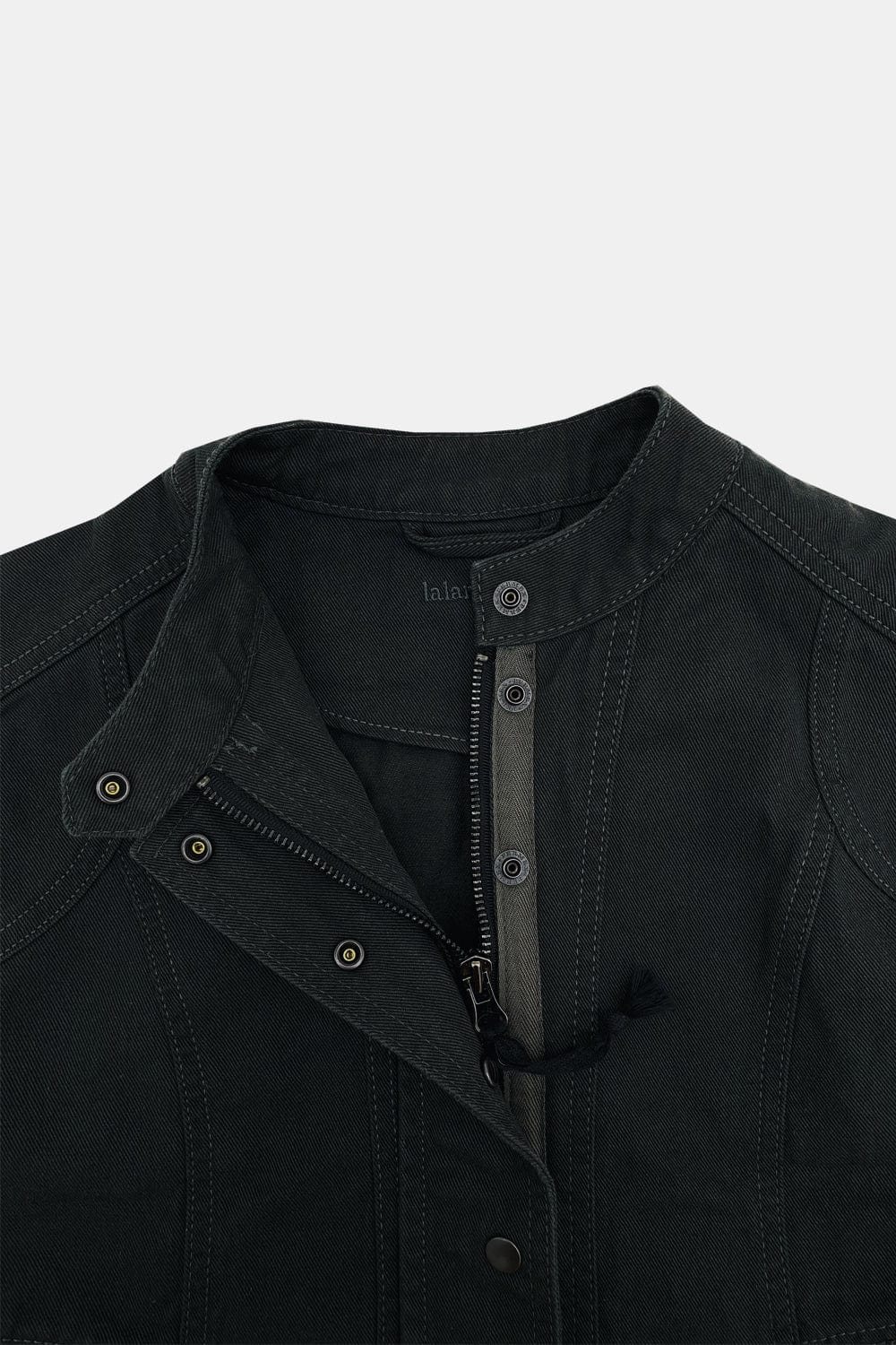 WASHED BIKER JACKET KHAKISH DARK GREY-Lalameemee-APOC STORE