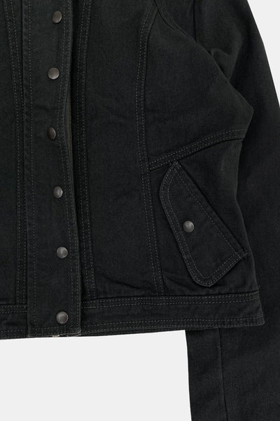 WASHED BIKER JACKET KHAKISH DARK GREY-Lalameemee-APOC STORE