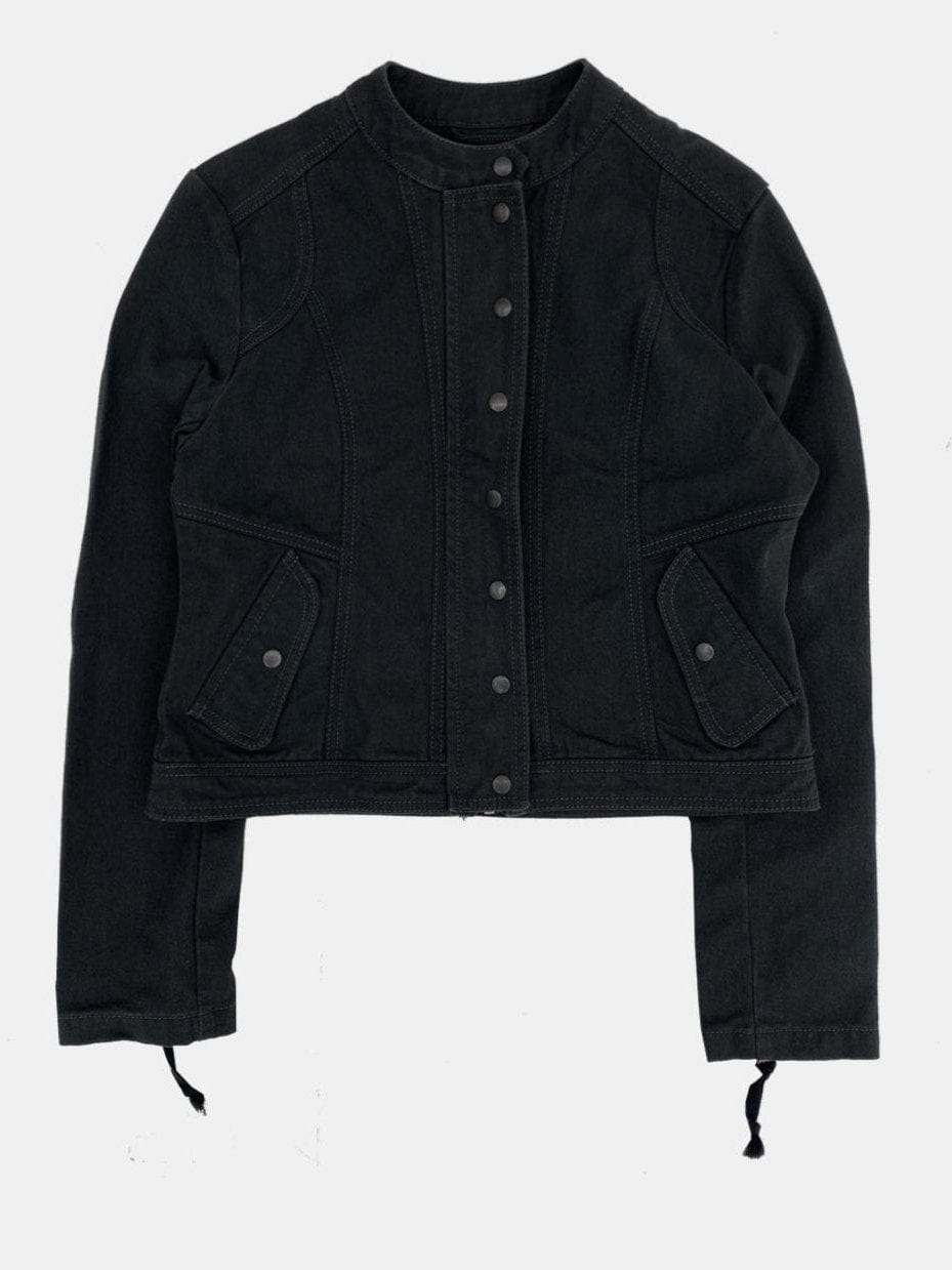 WASHED BIKER JACKET KHAKISH DARK GREY-Lalameemee-APOC STORE