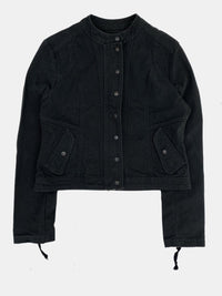 WASHED BIKER JACKET KHAKISH DARK GREY-Lalameemee-APOC STORE