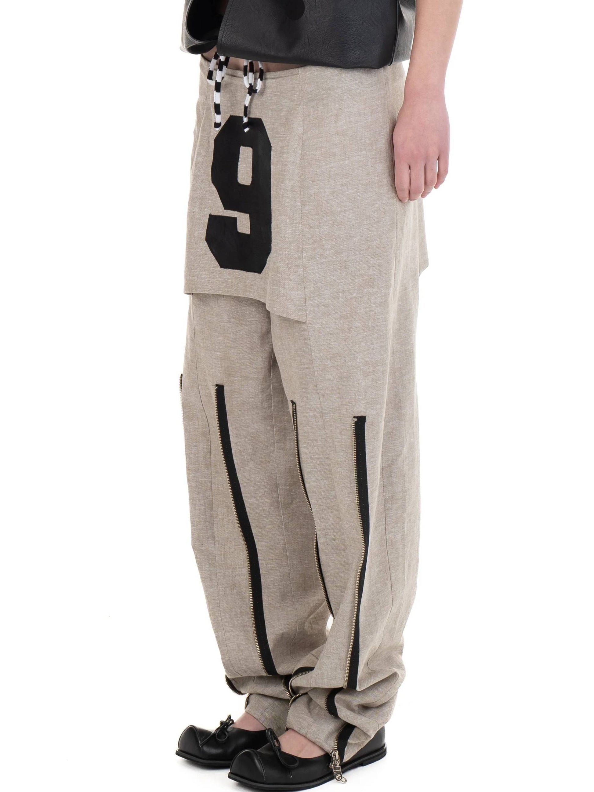 LINEN NUMBER SKIRTROUSERS-Urte Kat-APOC STORE