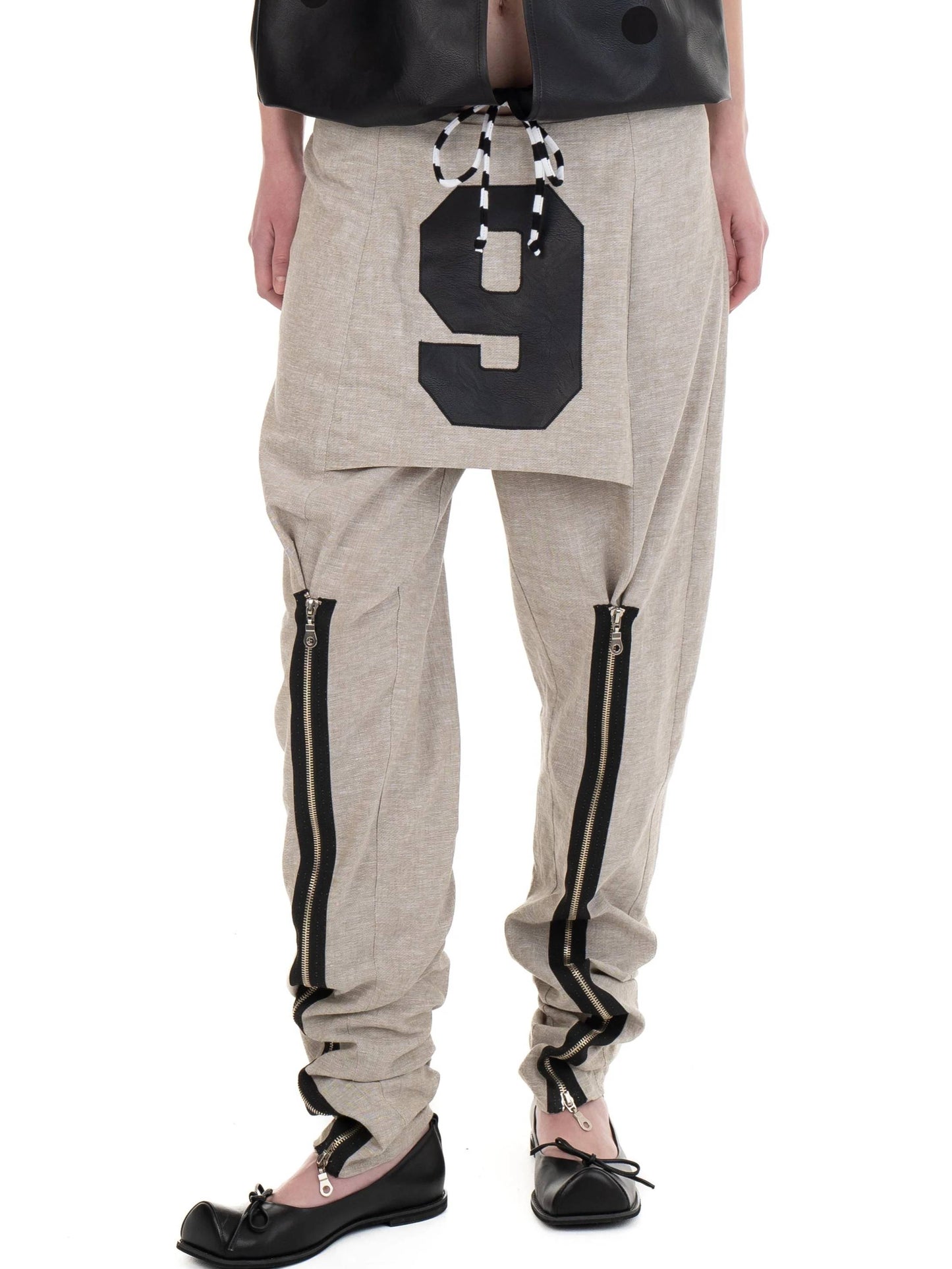 LINEN NUMBER SKIRTROUSERS-Urte Kat-APOC STORE