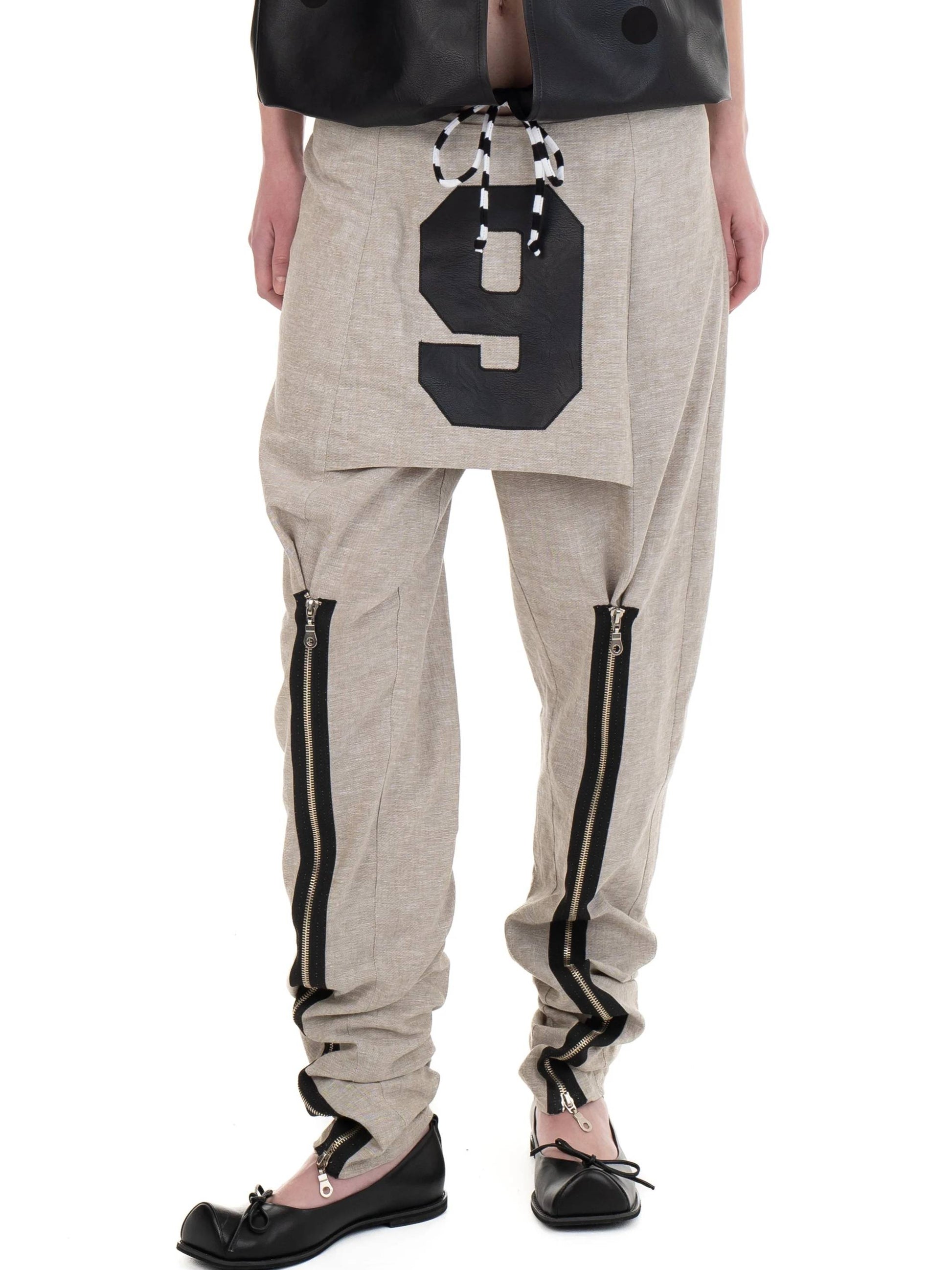 LINEN NUMBER SKIRTROUSERS-Urte Kat-APOC STORE