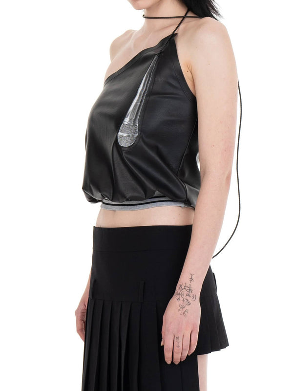 MICROPHONE LEATHER TOP-Urte Kat-APOC STORE