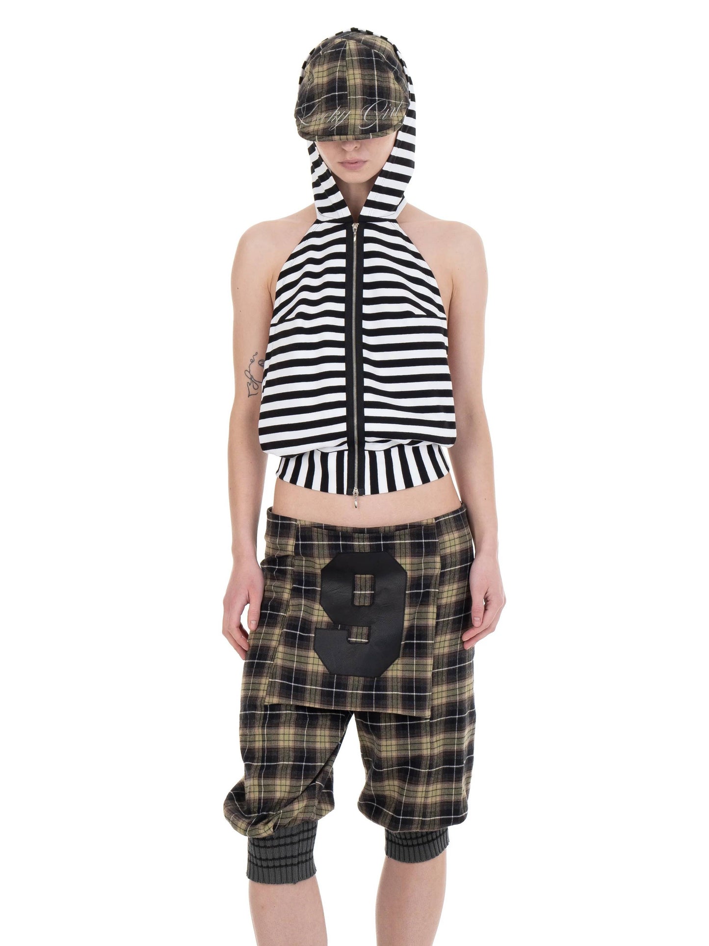 BACKLESS HOOD TOP STRIPED-Urte Kat-APOC STORE