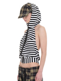 BACKLESS HOOD TOP STRIPED-Urte Kat-APOC STORE