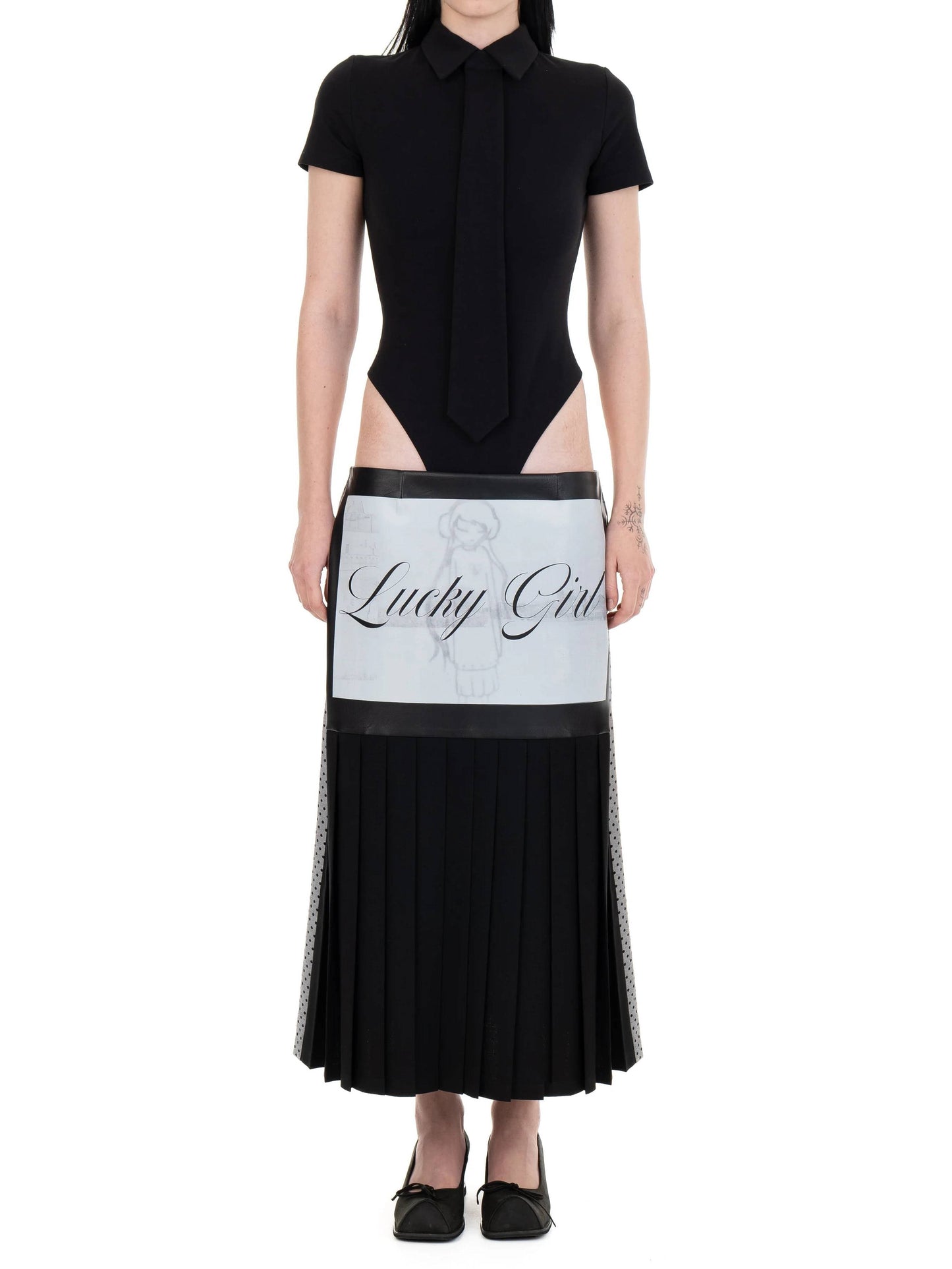 NECKTIE POLO Black-Urte Kat-APOC STORE