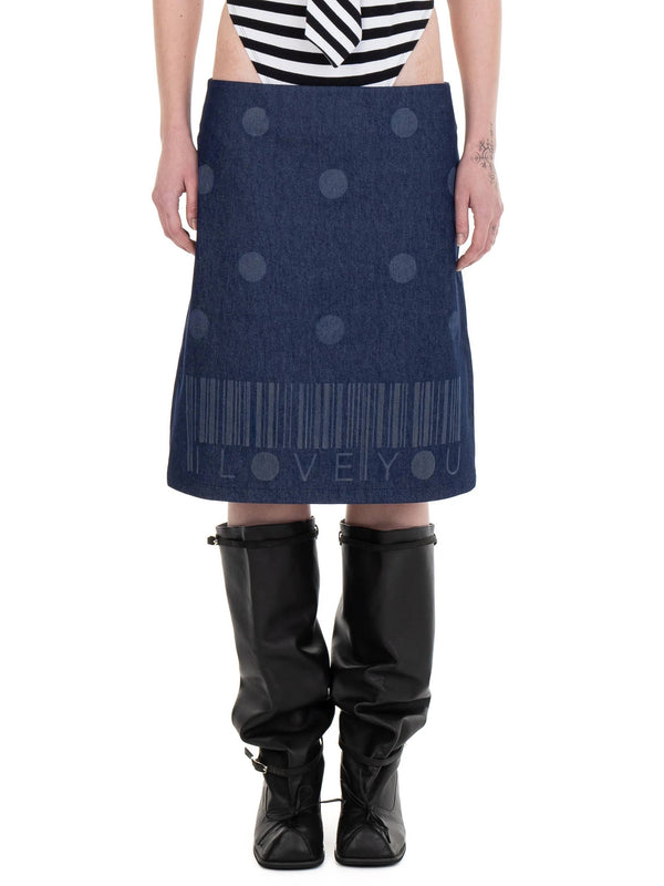 I LOVE YOU denim midi skirt-Urte Kat-APOC STORE