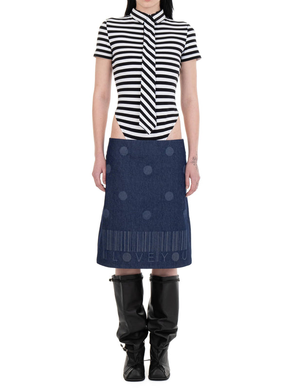 I LOVE YOU denim midi skirt-Urte Kat-APOC STORE