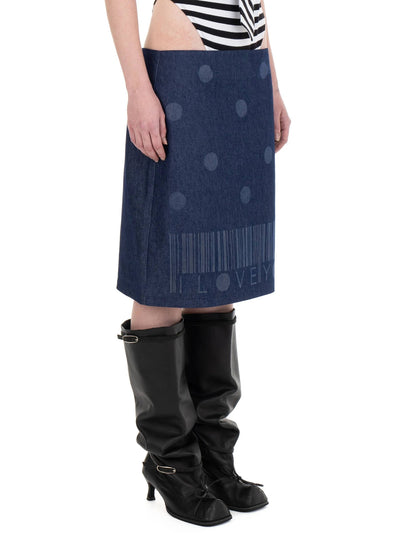 I LOVE YOU denim midi skirt-Urte Kat-APOC STORE