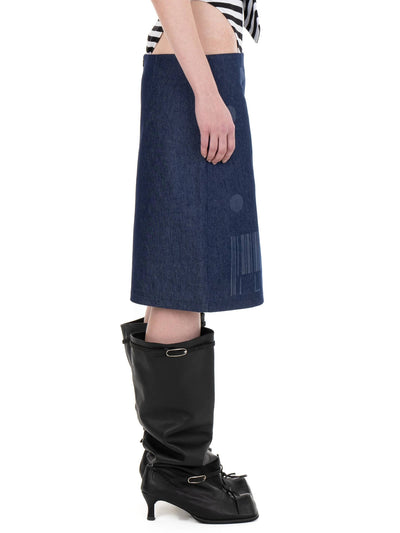 I LOVE YOU denim midi skirt-Urte Kat-APOC STORE
