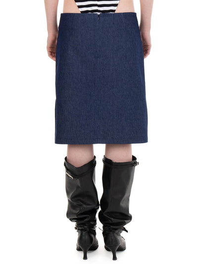 I LOVE YOU denim midi skirt-Urte Kat-APOC STORE