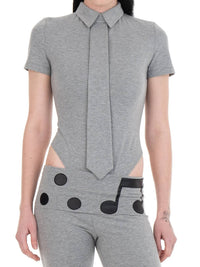 NECKTIE POLO Gray-Urte Kat-APOC STORE