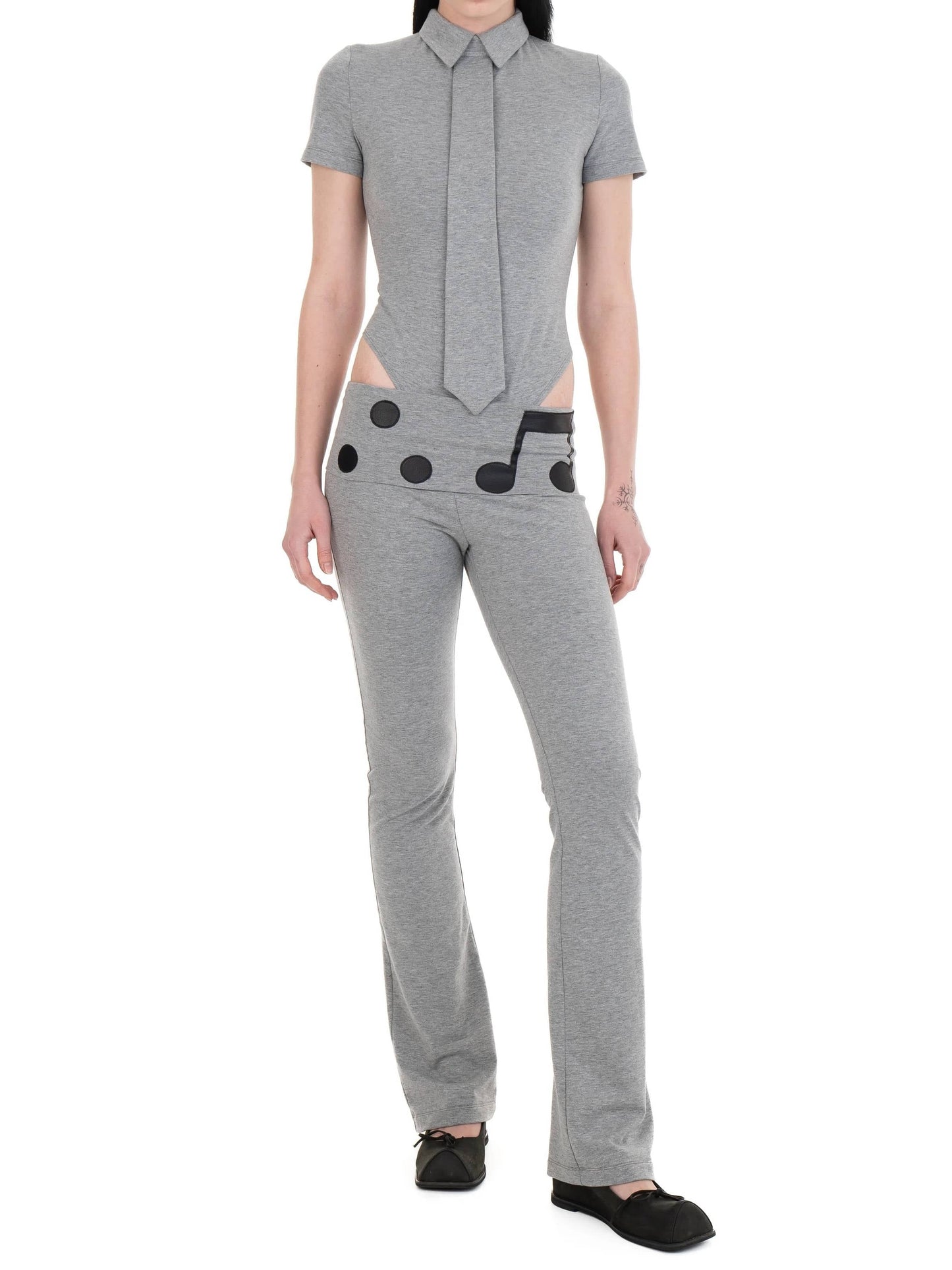 NECKTIE POLO Gray-Urte Kat-APOC STORE