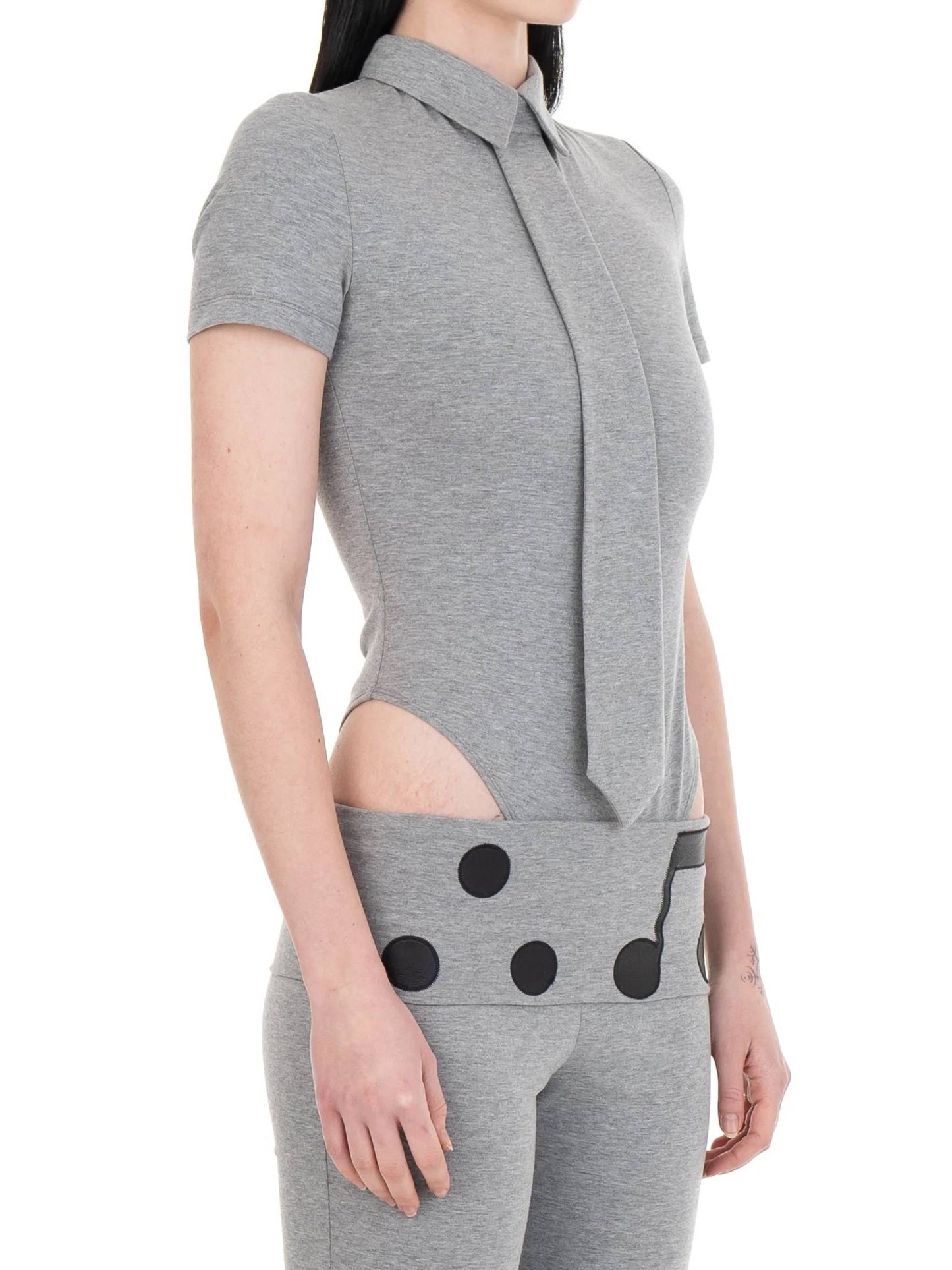 NECKTIE POLO Gray-Urte Kat-APOC STORE