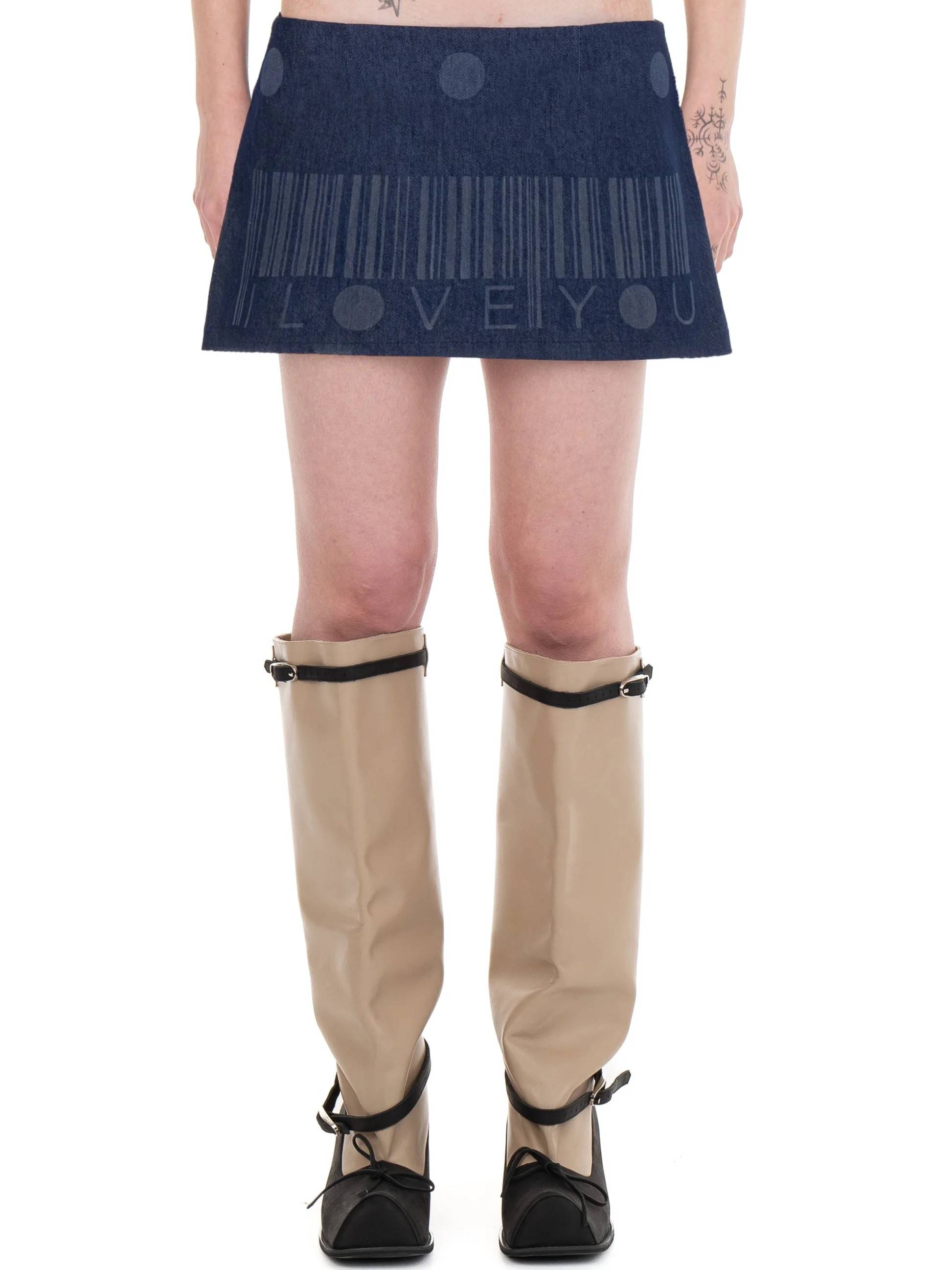 I LOVE YOU denim mini skirt-Urte Kat-APOC STORE