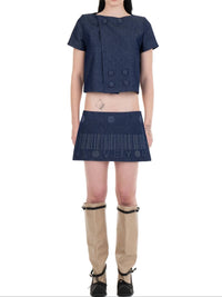 I LOVE YOU denim mini skirt-Urte Kat-APOC STORE
