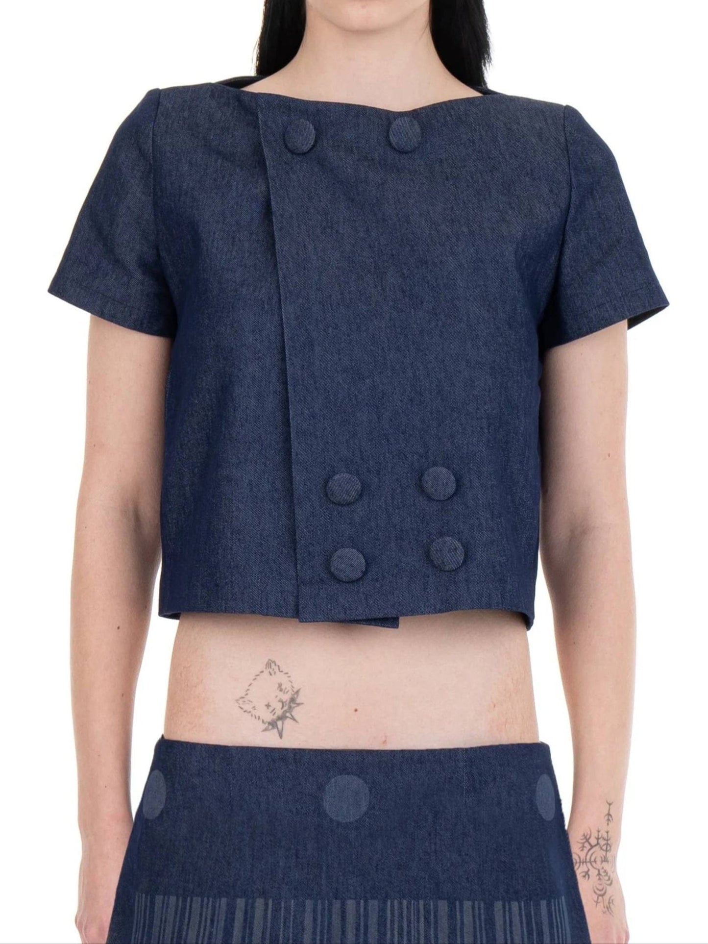 DETACHABLE SLEEVE SUIT JACKET DENIM-Urte Kat-APOC STORE