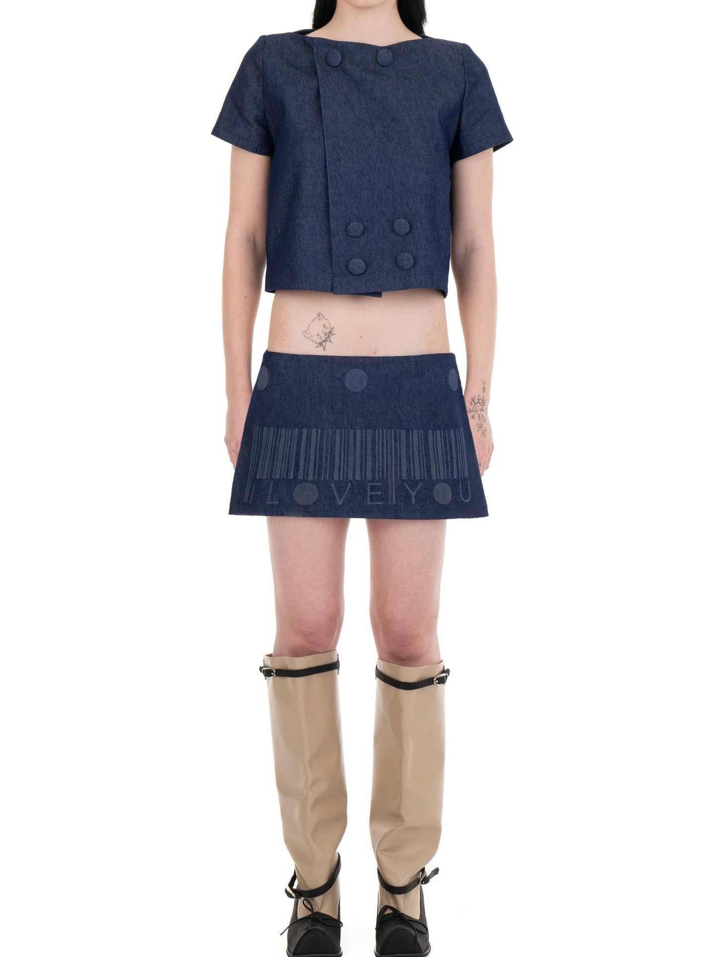 DETACHABLE SLEEVE SUIT JACKET DENIM-Urte Kat-APOC STORE