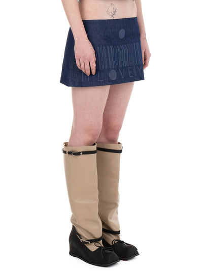 I LOVE YOU denim mini skirt-Urte Kat-APOC STORE