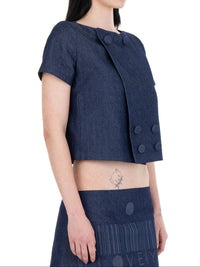 DETACHABLE SLEEVE SUIT JACKET DENIM-Urte Kat-APOC STORE