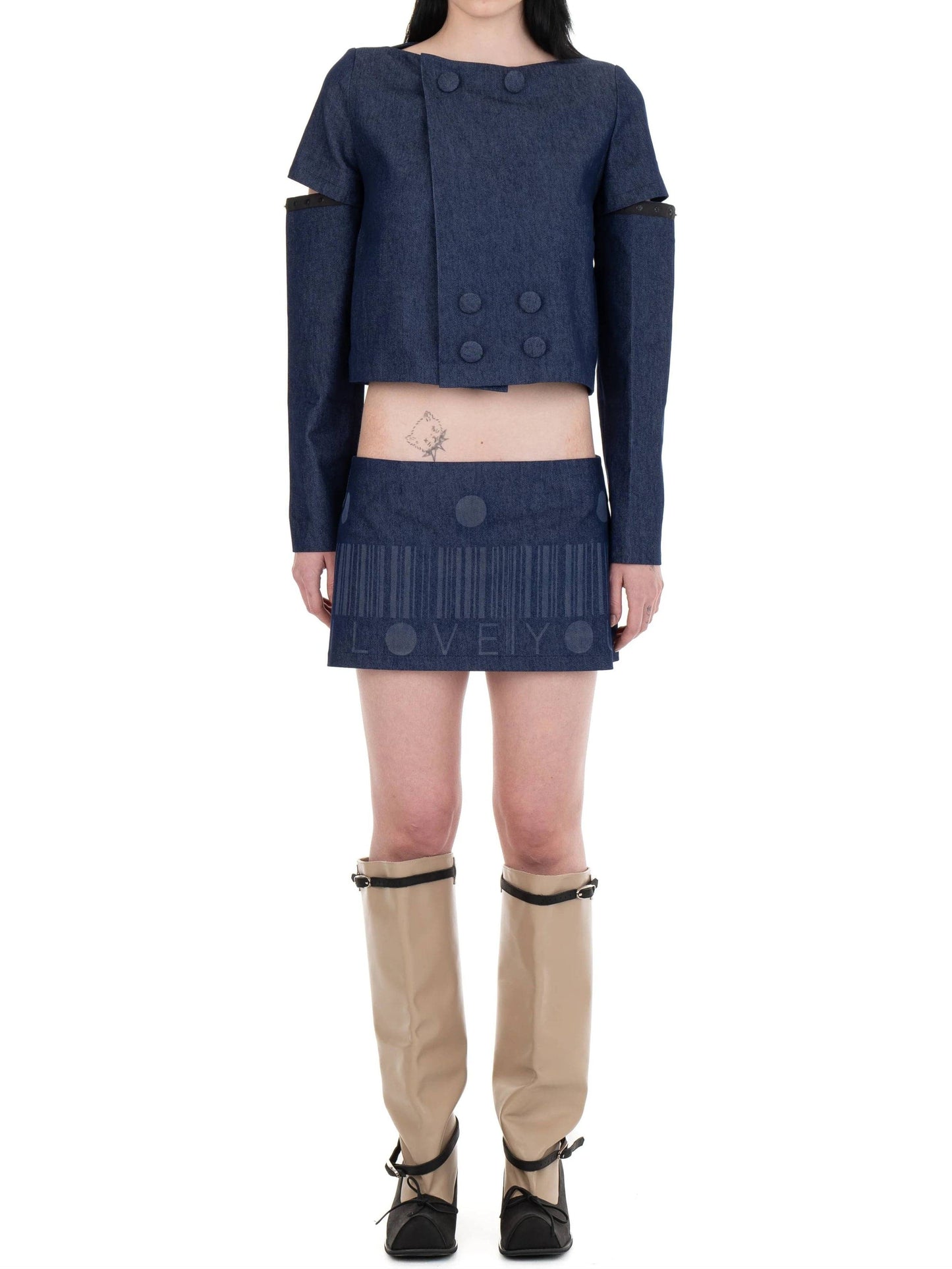 DETACHABLE SLEEVE SUIT JACKET DENIM-Urte Kat-APOC STORE