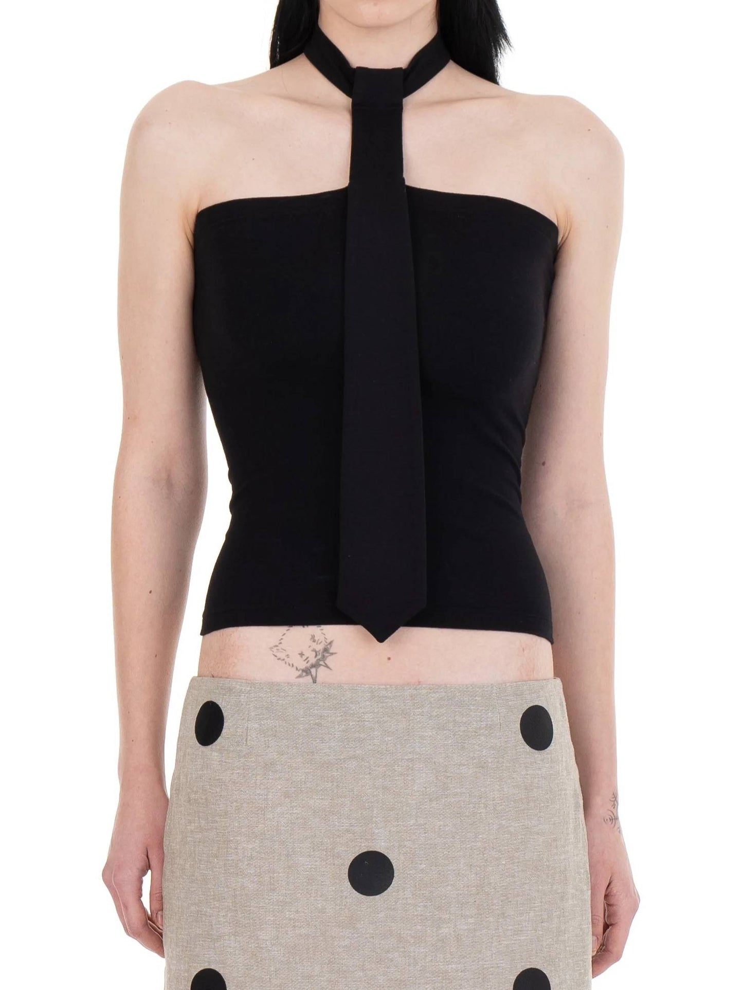 NECKTIE TUBE TOP BLACK-Urte Kat-APOC STORE