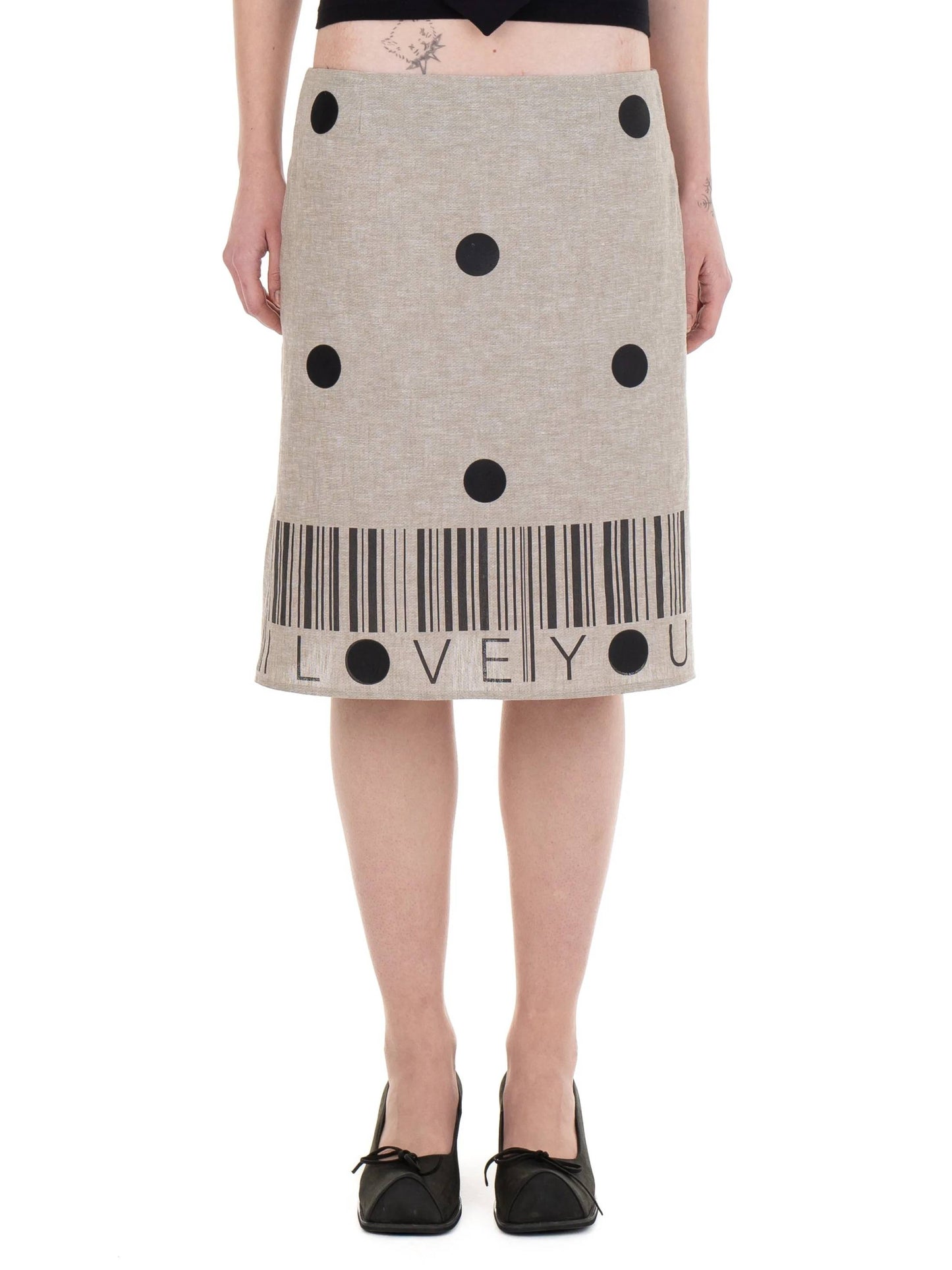 I LOVE YOU LINEN MIDI SKIRT-Urte Kat-APOC STORE