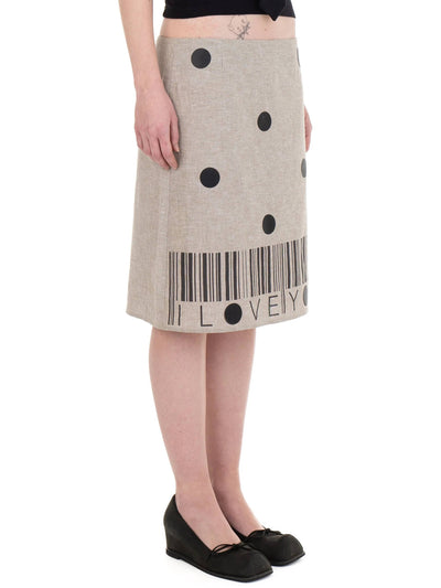 I LOVE YOU LINEN MIDI SKIRT-Urte Kat-APOC STORE