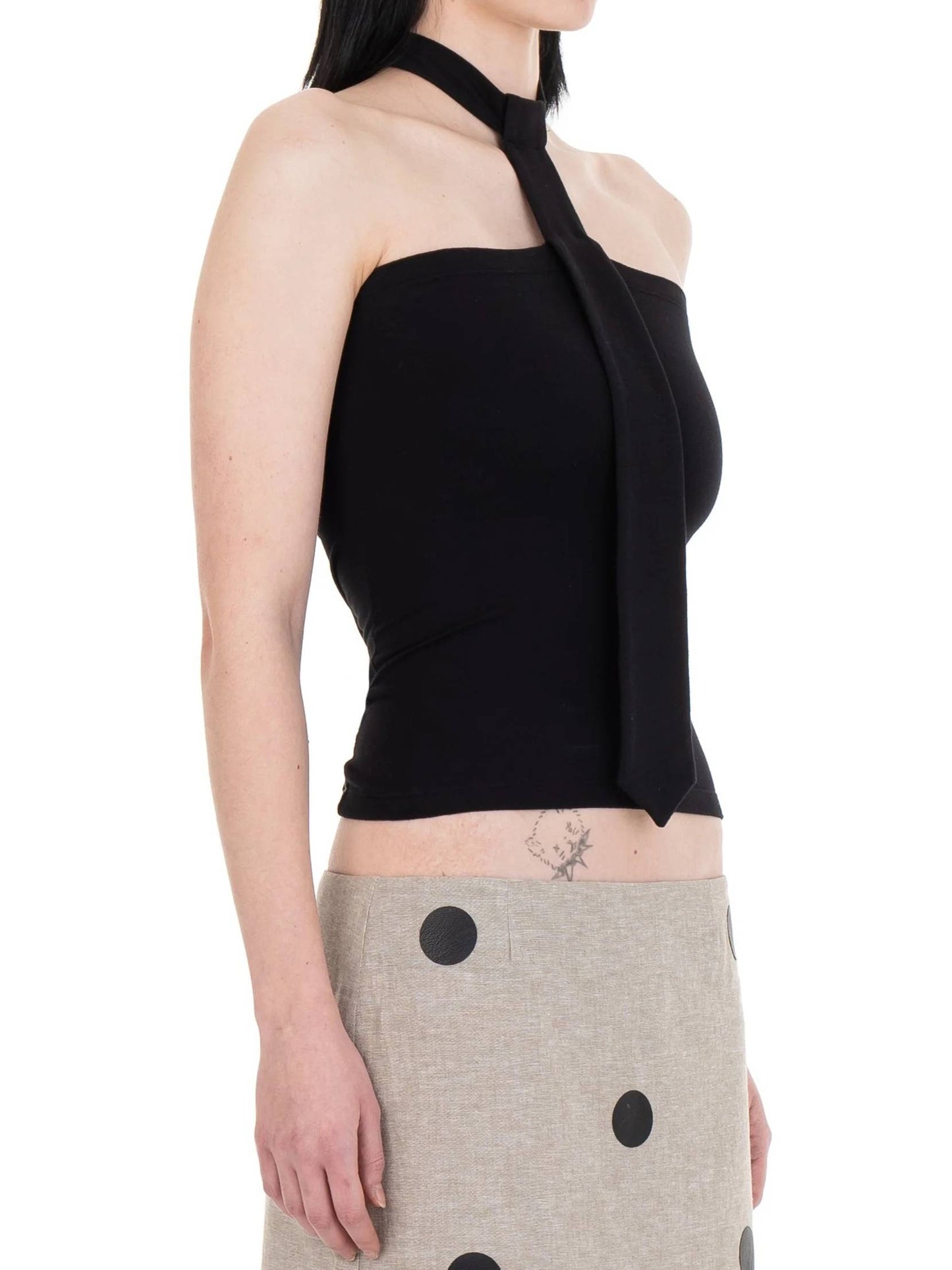 NECKTIE TUBE TOP BLACK-Urte Kat-APOC STORE