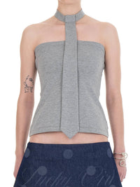 NECKTIE TUBE TOP GREY-Urte Kat-APOC STORE