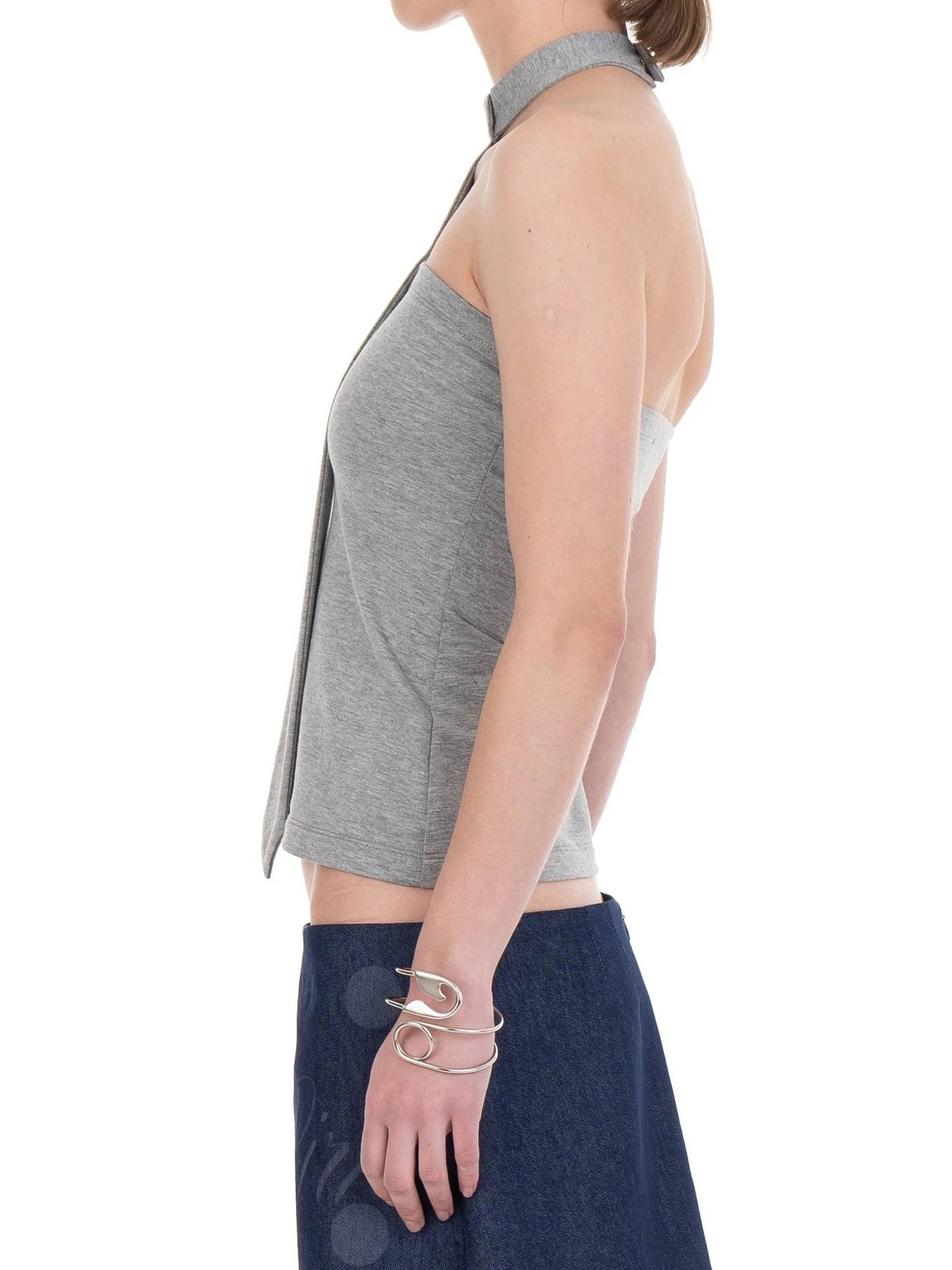 NECKTIE TUBE TOP GREY-Urte Kat-APOC STORE