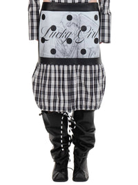 LUCKY GIRL LEATHER/COTTON MIDI SKIRT-Urte Kat-APOC STORE