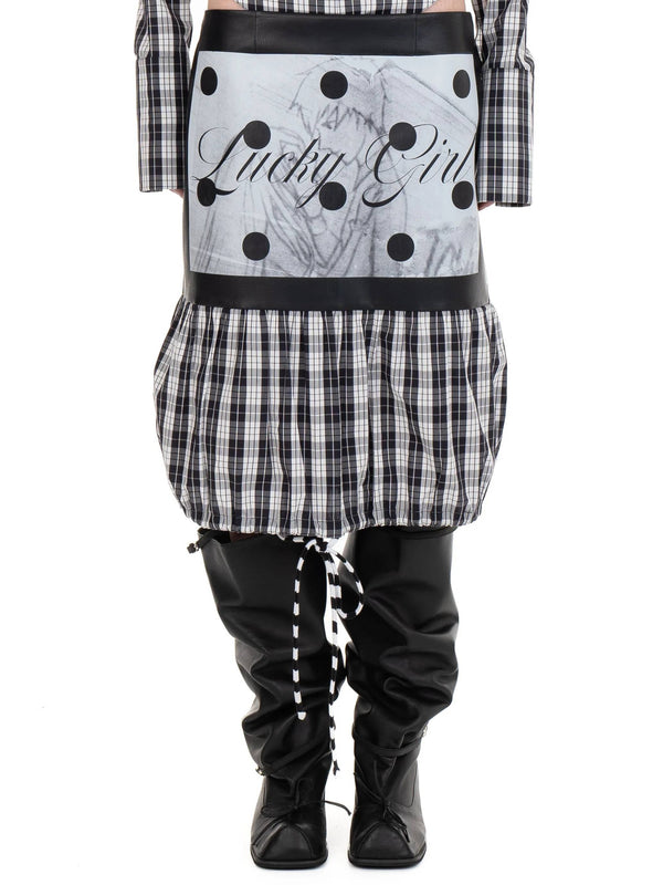 LUCKY GIRL LEATHER/COTTON MIDI SKIRT-Urte Kat-APOC STORE