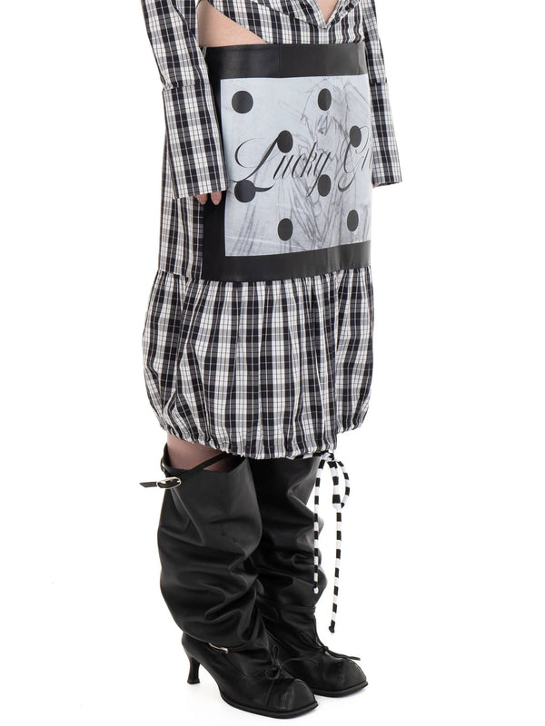 LUCKY GIRL LEATHER/COTTON MIDI SKIRT-Urte Kat-APOC STORE