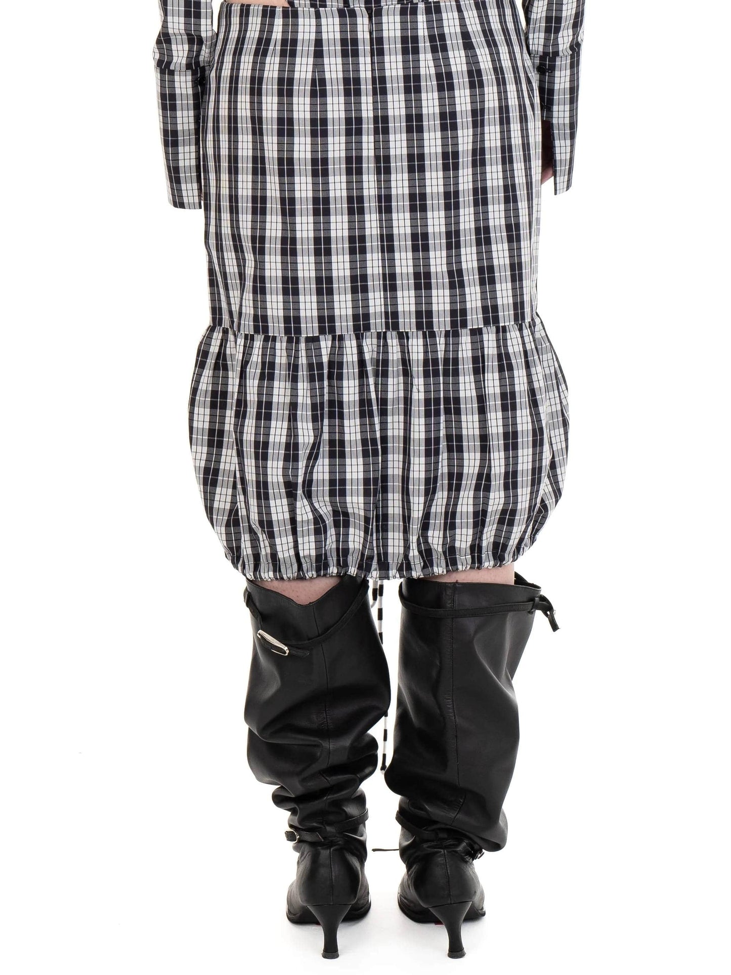 LUCKY GIRL LEATHER/COTTON MIDI SKIRT-Urte Kat-APOC STORE