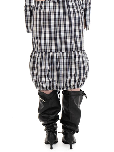 LUCKY GIRL LEATHER/COTTON MIDI SKIRT-Urte Kat-APOC STORE