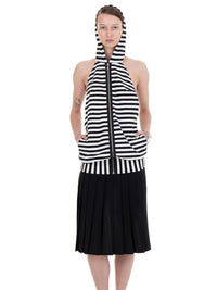 BACKLESS HOOD DRESS STRIPED-Urte Kat-APOC STORE