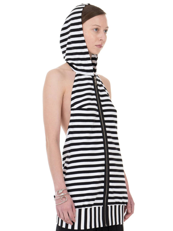 BACKLESS HOOD DRESS STRIPED-Urte Kat-APOC STORE