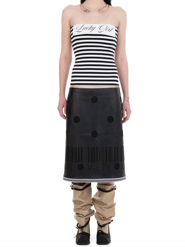 I LOVE YOU leather midi skirt-Urte Kat-APOC STORE