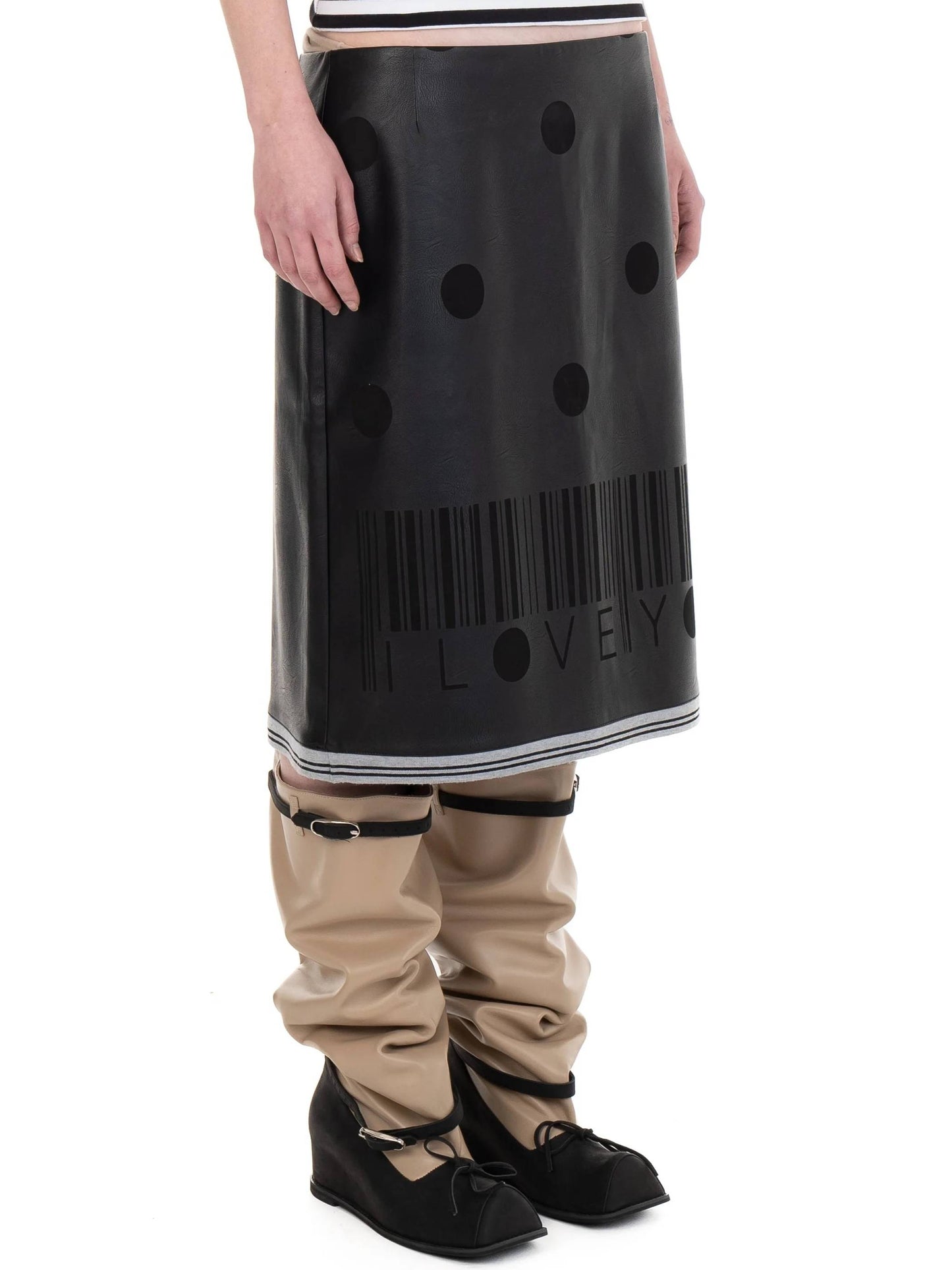 I LOVE YOU leather midi skirt-Urte Kat-APOC STORE