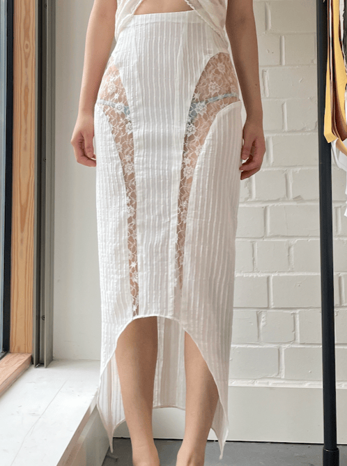Stiletto Skirt (White)-Gyouree Kim-APOC STORE