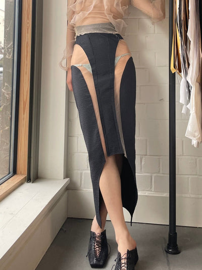 Stiletto Skirt (Navy)-Gyouree Kim-APOC STORE