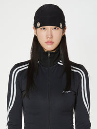 EYELET STRING BEANIE BLACK-Nibgnus-APOC STORE